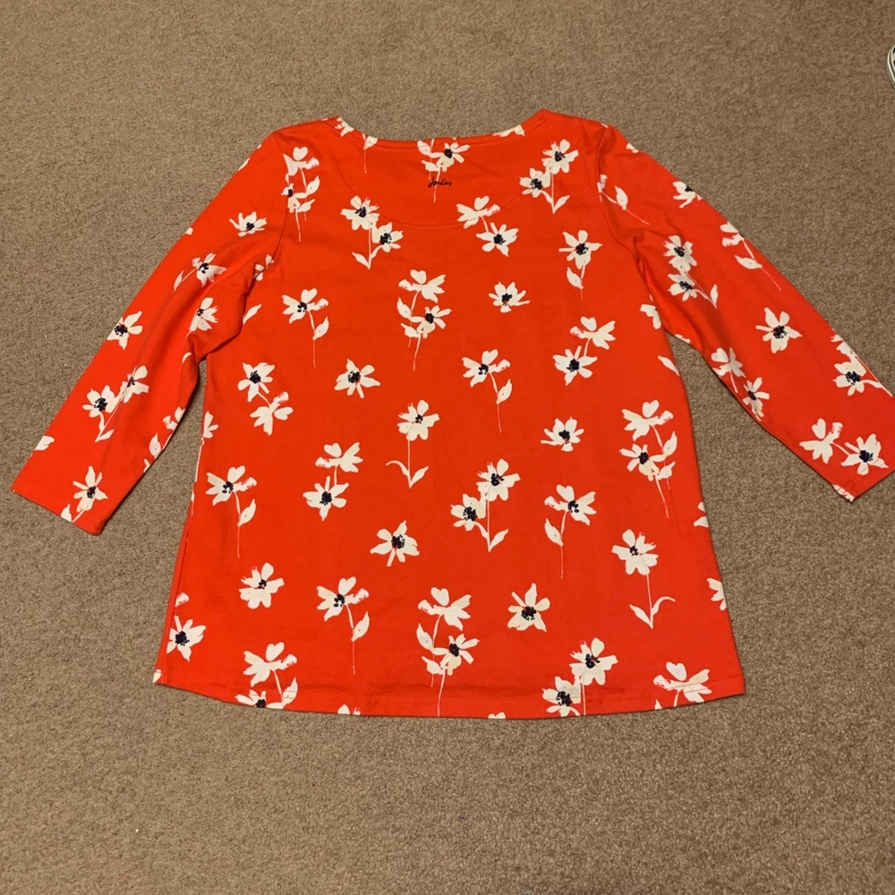 Joules Women’s 3/4 Sleeve Red Floral Jersey Top 16 - Picture 8 of 13